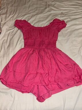 Hollister Hot Pink Short Puff Sleeve Casual Dress